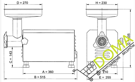 Wilk do mielenia mięsa TC12 z sitkiem 4,5 mm MA-GA