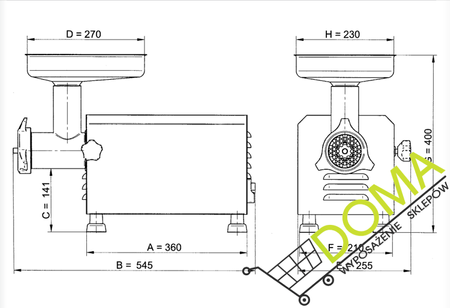 Wilk do mielenia mięsa TC22 z sitkiem 4,5 mm MA-GA