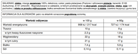 Lody Chałwa z Pistacją Polski Lód - kuweta Pozzetti