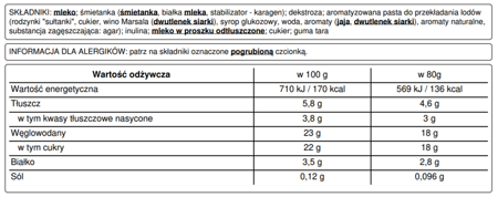 Lody Malaga z Rodzynkami Polski Lód - kuweta Pozzetti