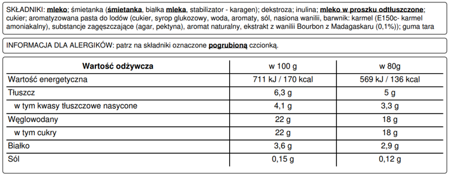 Lody Wanilia Bourbon z Madagaskaru Polski Lód - kuweta Pozzetti